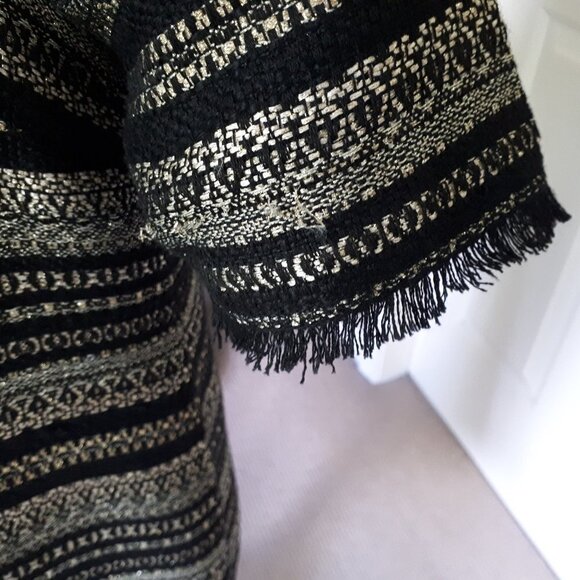 NWOT Darling black, gold & silver metallic fiber woven box shift holiday dress - Picture 8 of 10